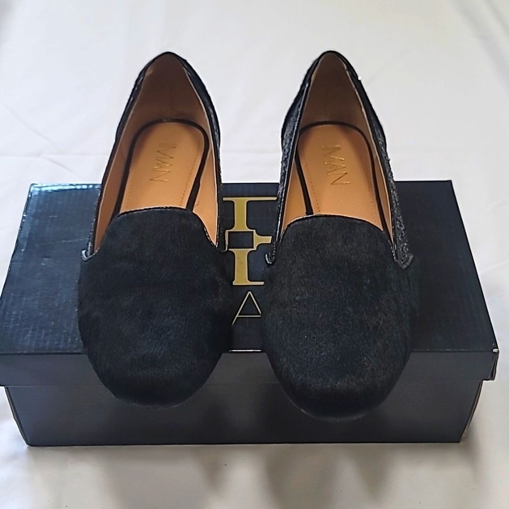 IMAN, Women's Camel Hair and Sequins Flats